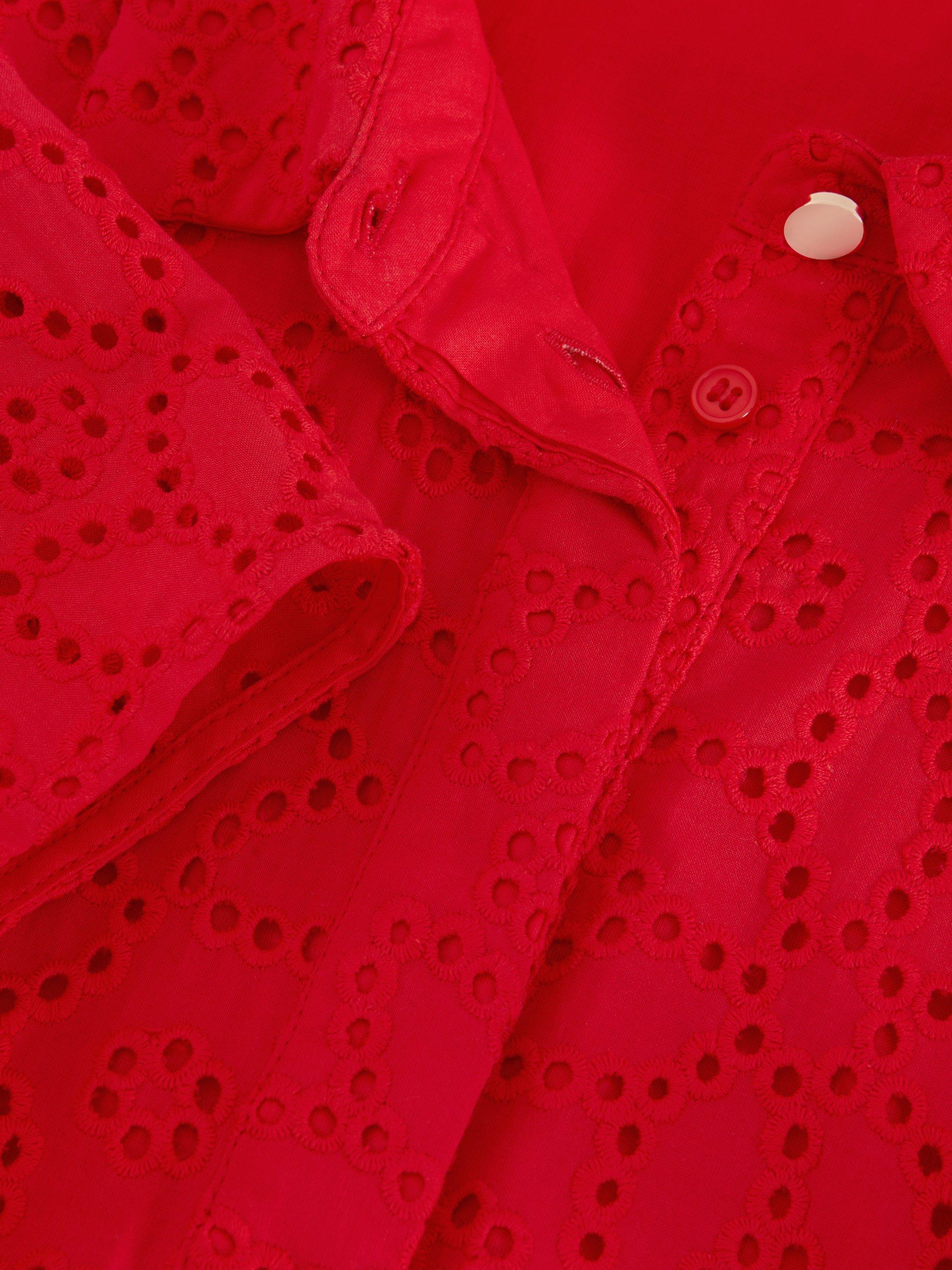 Product image 6 of 7, which shows Phase Eight Nicky Embroidered Floral Mini Dress, Red, 8
