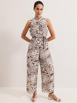 Phase Eight Lorainne Leopard Print Jumpsuit, Multi, Multi