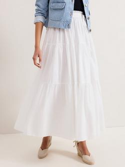 Phase Eight Alva Tiered Maxi Skirt, White