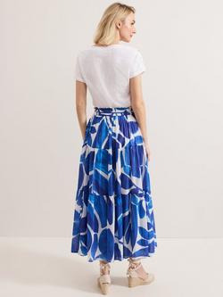 Phase Eight Alva Tiered Maxi Skirt - view 2, Blue/Multi