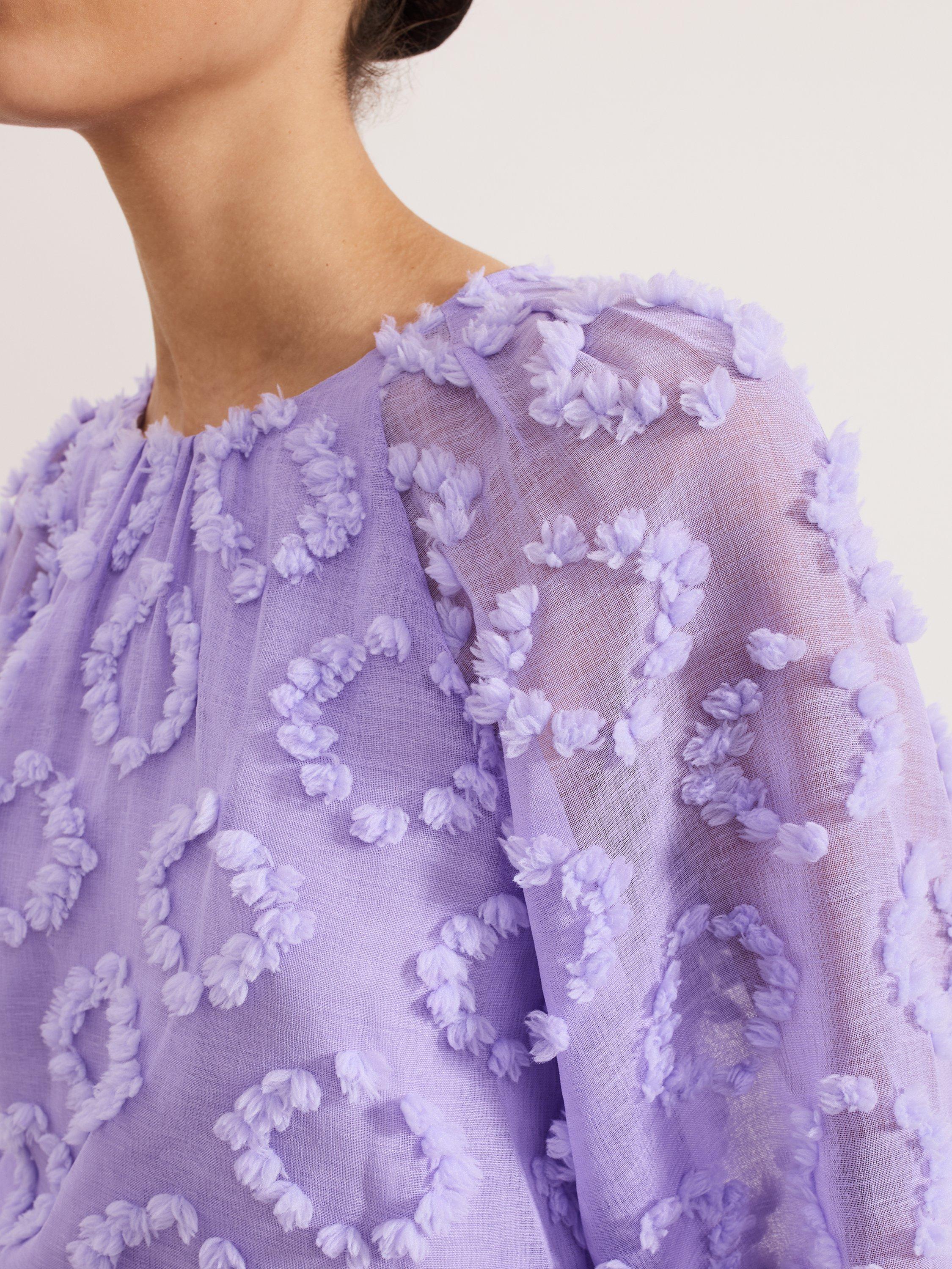 Product image 4 of 6, which shows Phase Eight Long Sleeve Shayla Blouse, Purple, 8