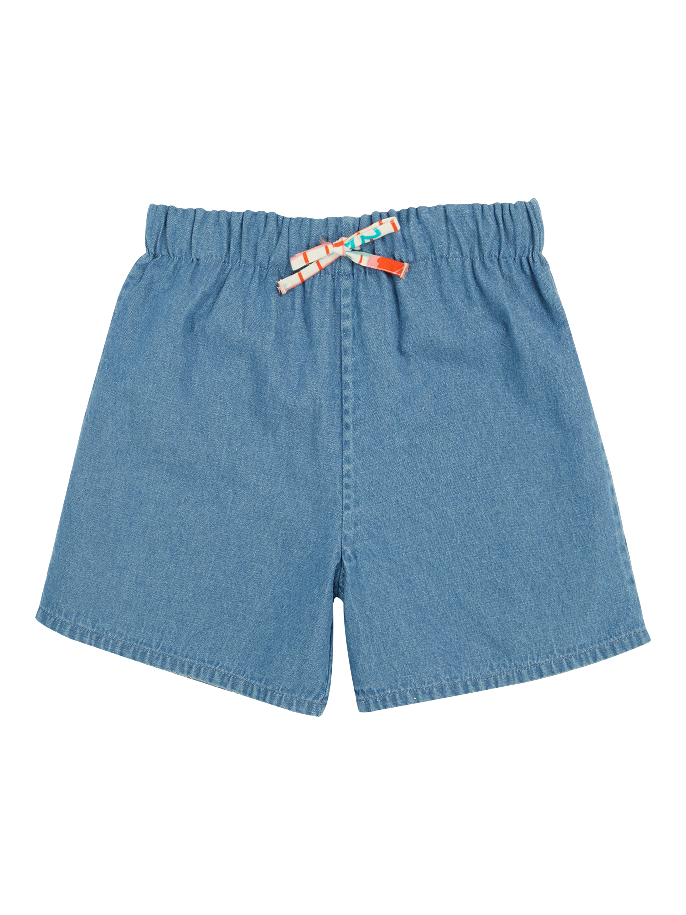 Product image 5 of 9, which shows Frugi Kids' Marigold Organic Cotton Reversible Shorts, Paint A Floral/Denim, 2-3 years