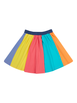 Frugi Kids' Organic Cotton Panel Skirt, Rainbow, Rainbow