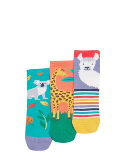 Frugi Kids' Rock My Socks, Pack of 3, Zoologist Multipack, Zoologist Multipack