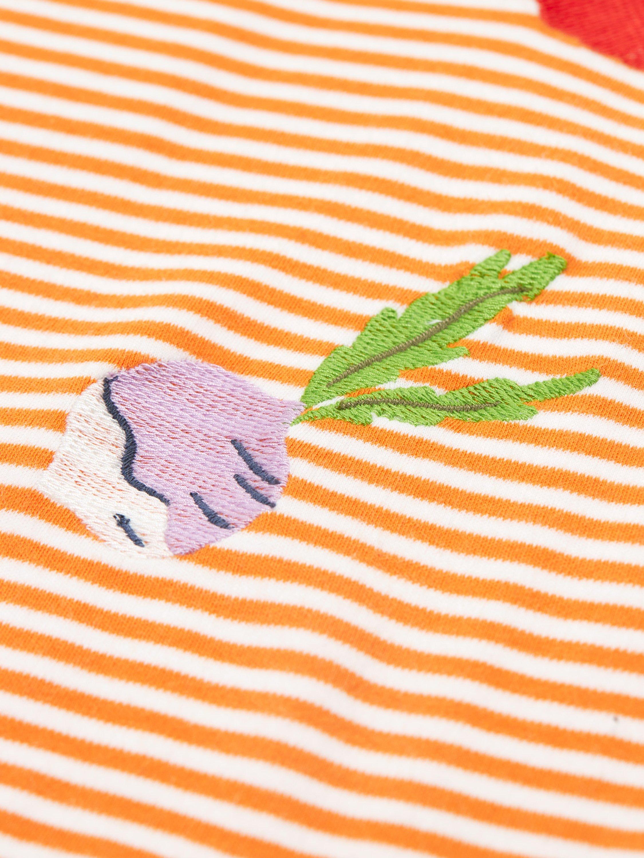 Product image 3 of 5, which shows Frugi Kids' Camille Stripe Applique Pure Organic Cotton T-Shirt, Multi, 2-3 years