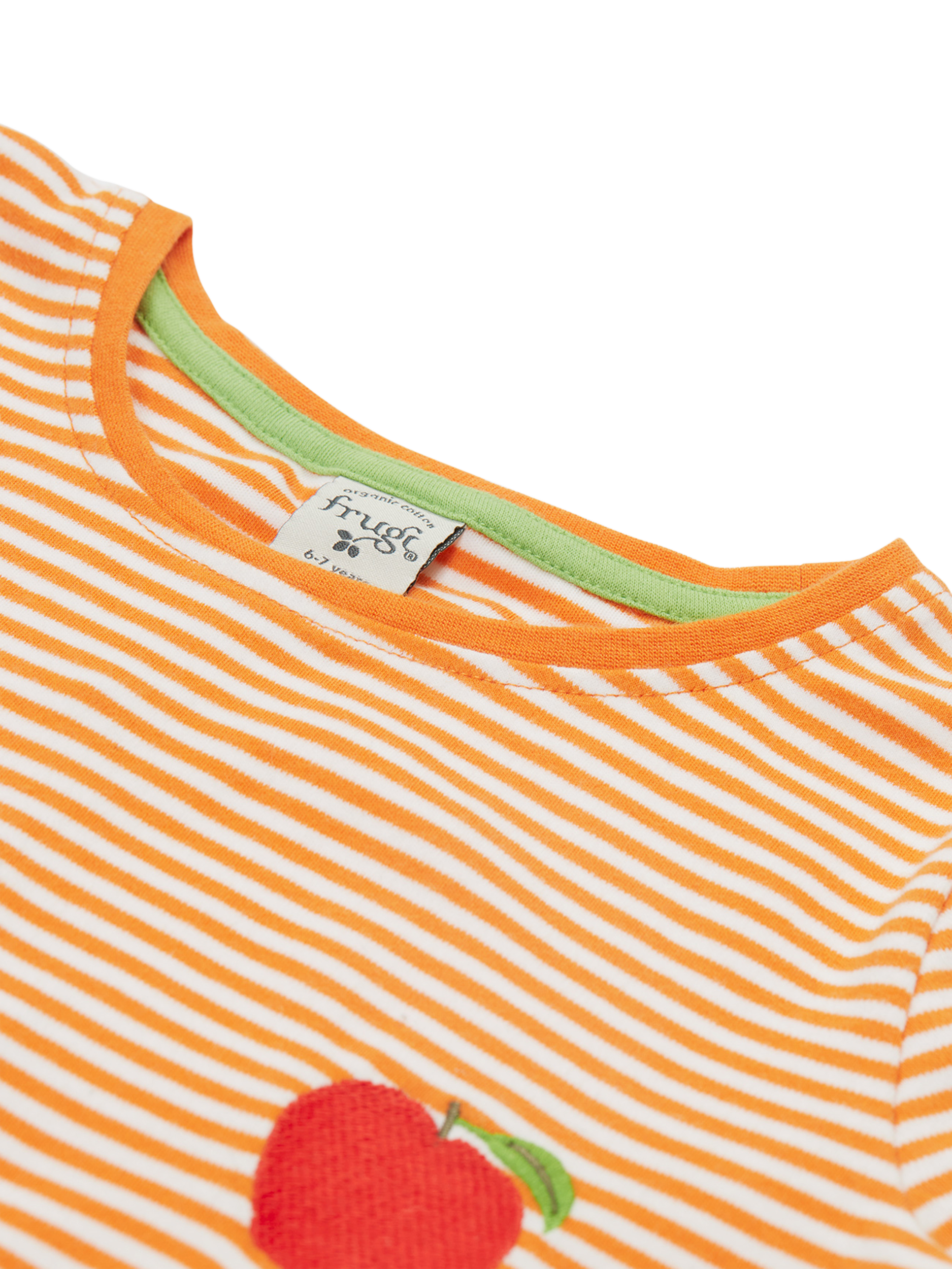 Product image 5 of 5, which shows Frugi Kids' Camille Stripe Applique Pure Organic Cotton T-Shirt, Multi, 2-3 years