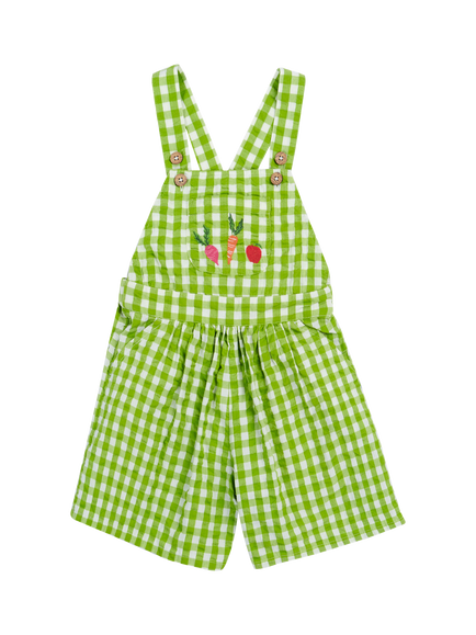 Frugi Kids' Cassie Gingham Pure Organic Cotton Dungarees, Macaw/Multi, Macaw/Multi