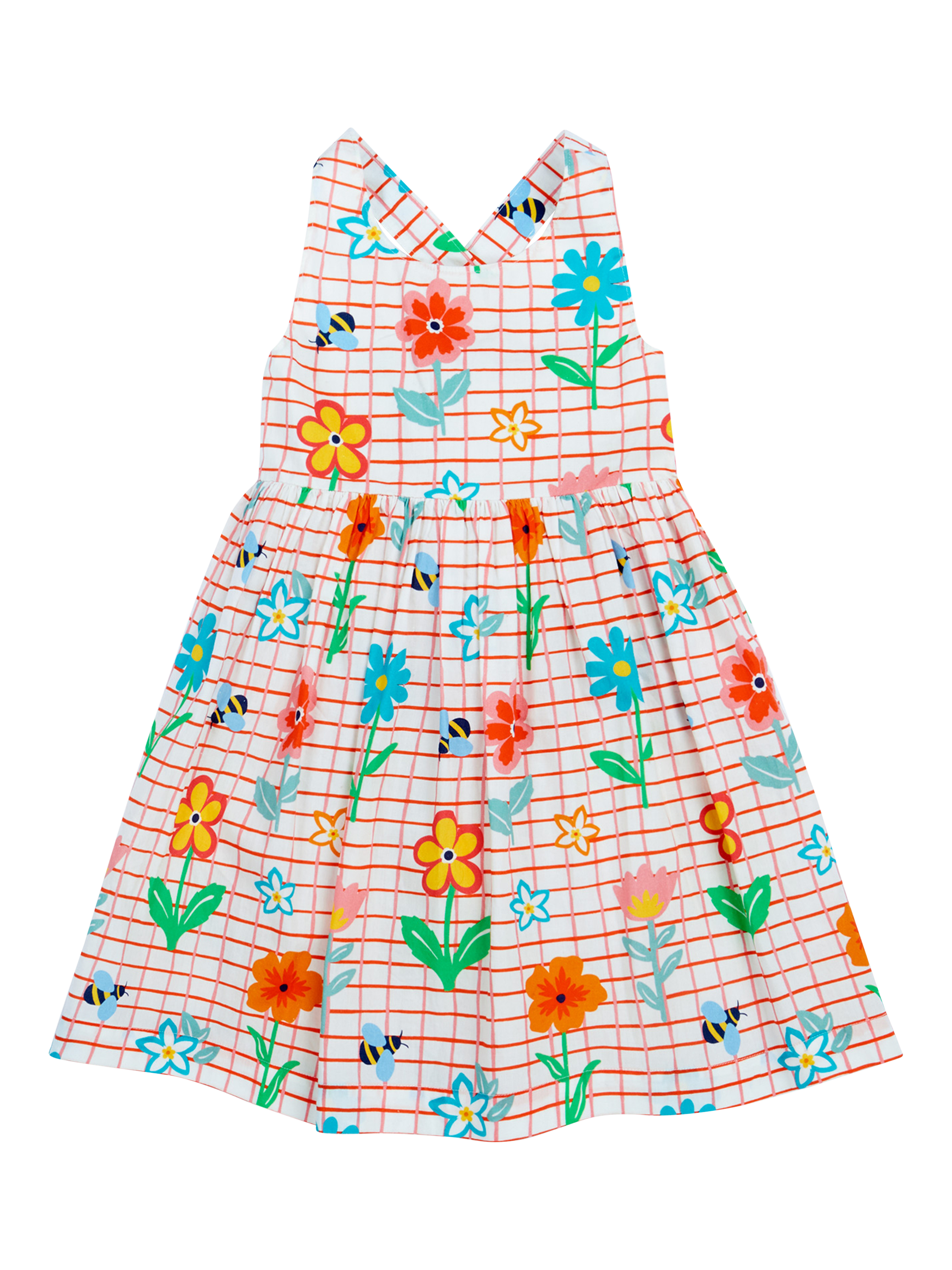 Product image 1 of 8, which shows Frugi Kids' Delphi Floral Pure Organic Cotton Dress, Paint A Floral, 2-3 years