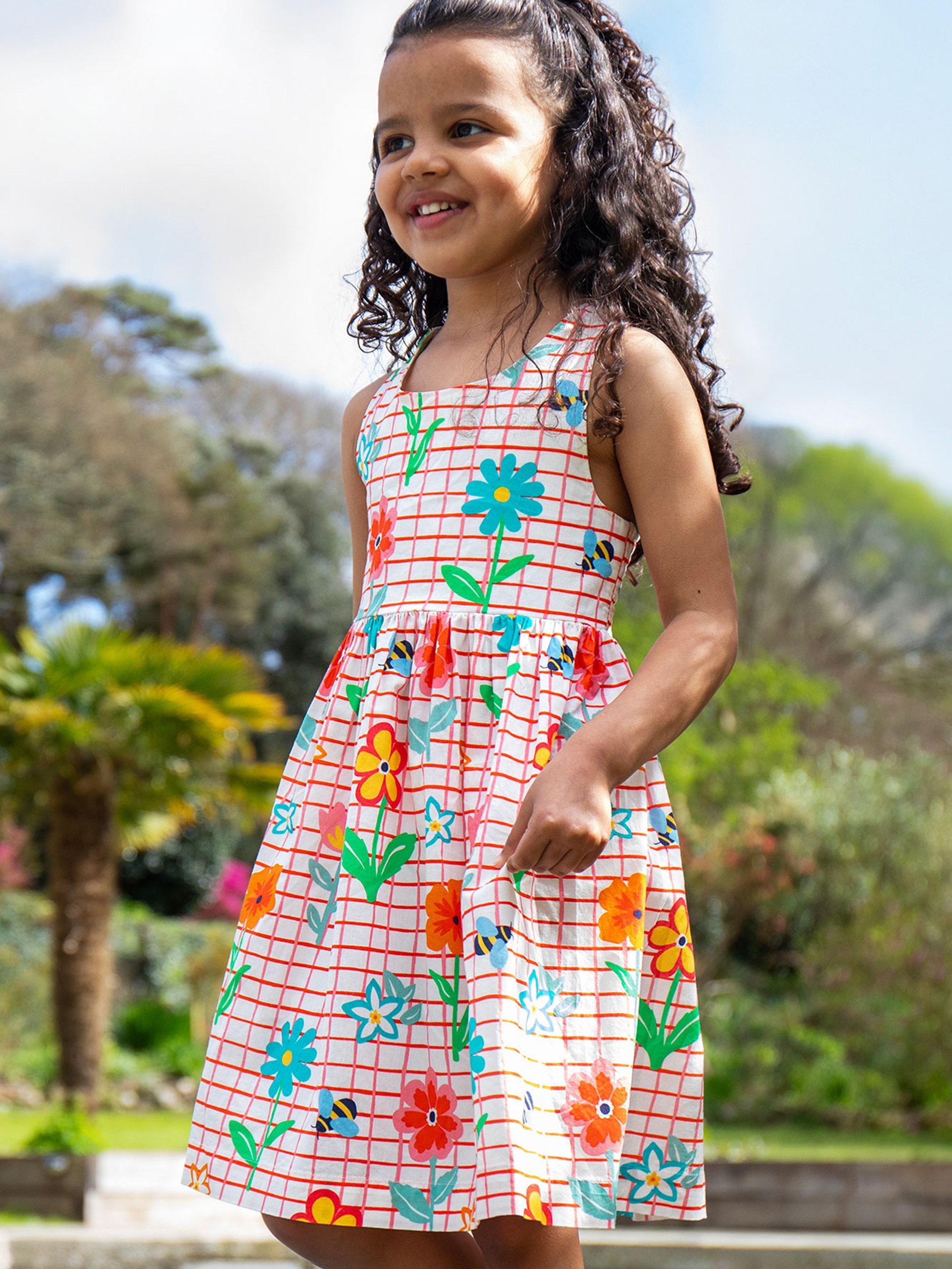 Product image 2 of 8, which shows Frugi Kids' Delphi Floral Pure Organic Cotton Dress, Paint A Floral, 2-3 years