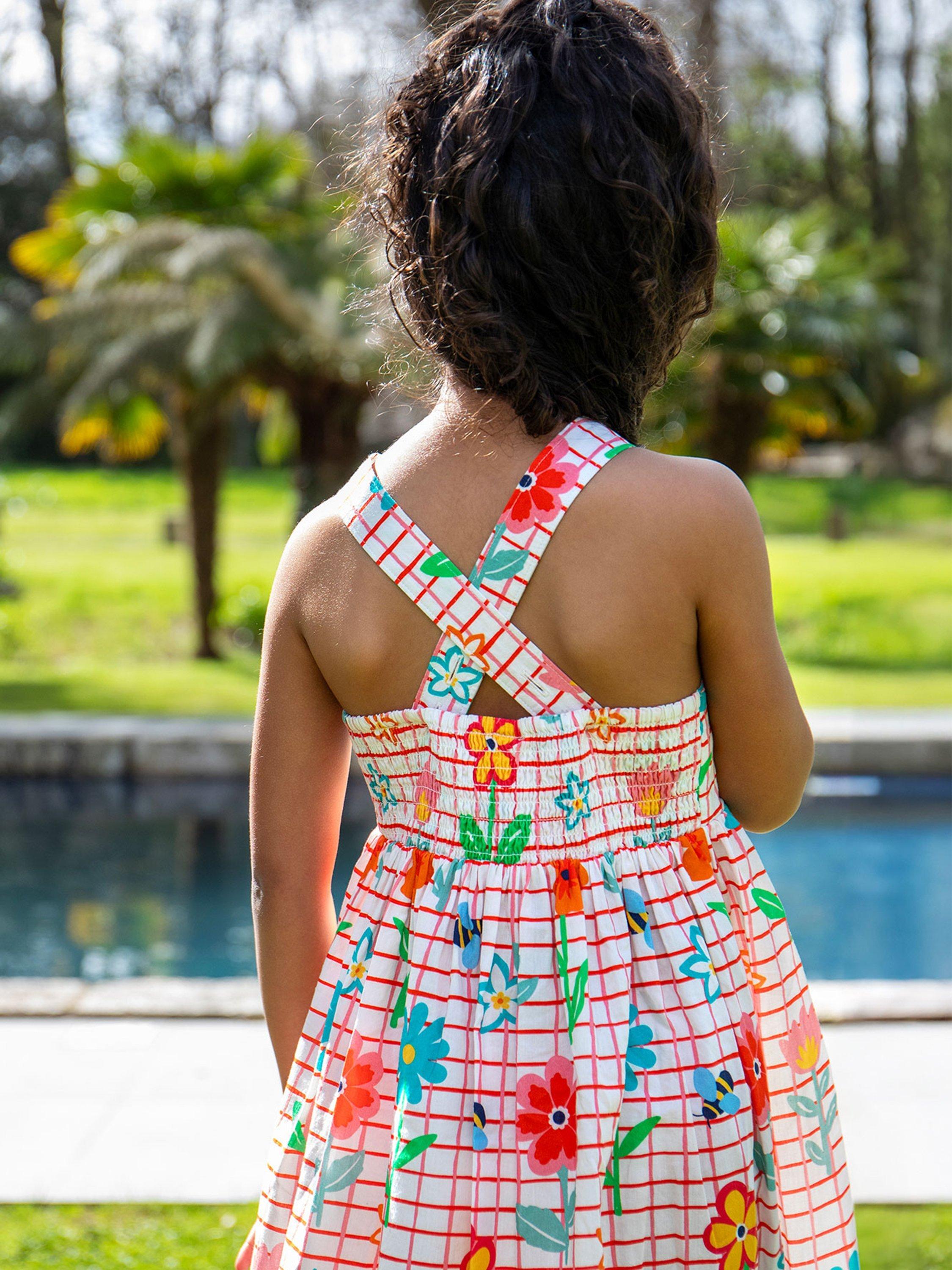Product image 4 of 8, which shows Frugi Kids' Delphi Floral Pure Organic Cotton Dress, Paint A Floral, 2-3 years