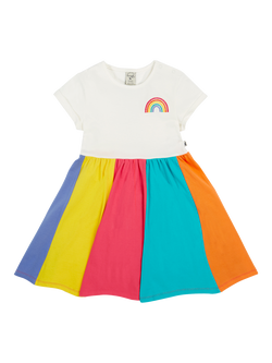 Frugi Kids' Organic Cotton Rainbow Dress, Soft White/Rainbow, Soft White/Rainbow