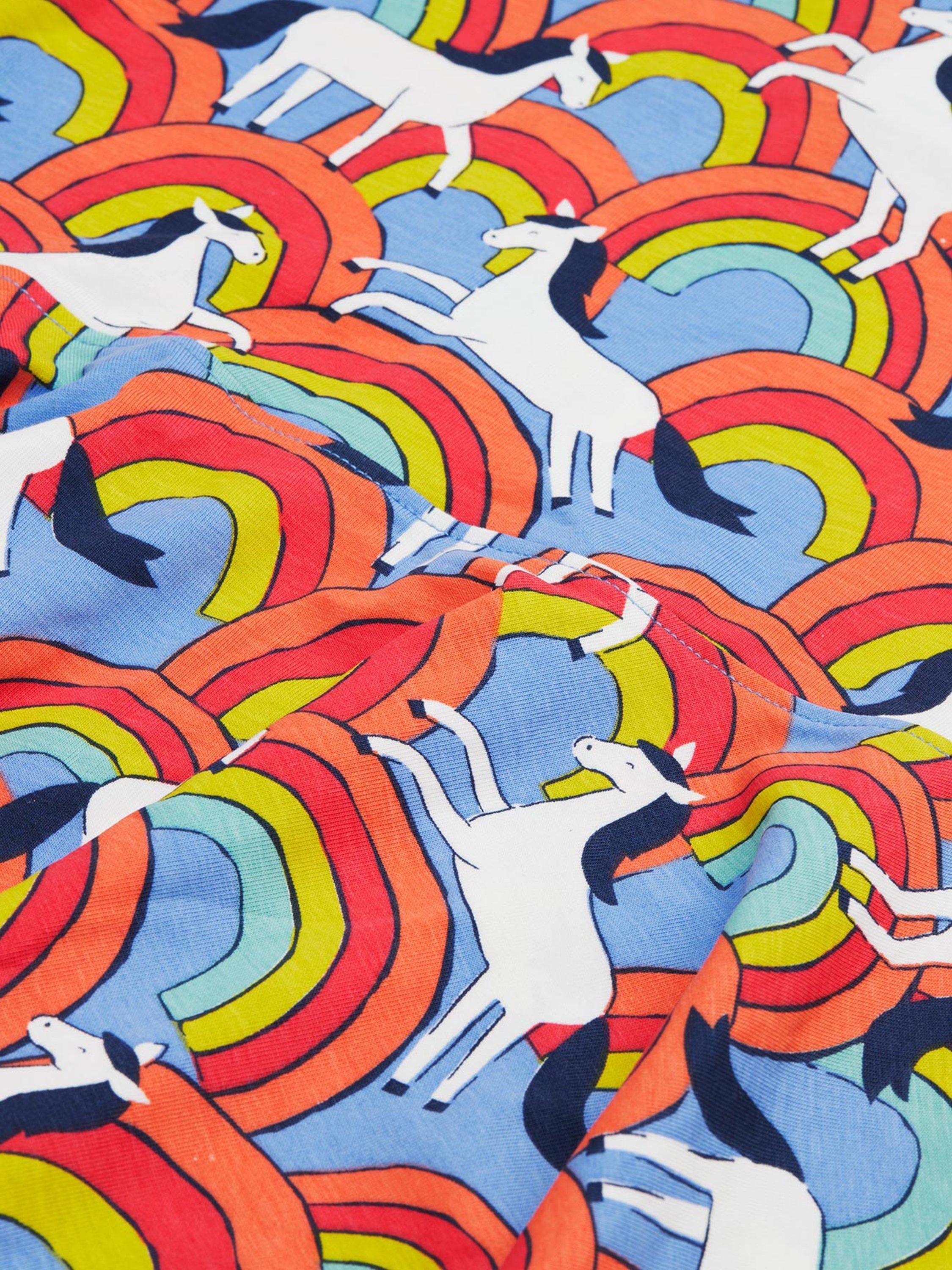 Product image 5 of 6, which shows Frugi Kids' Spring Rainbow Skater Dress, Over The Rainbow, 2-3 years