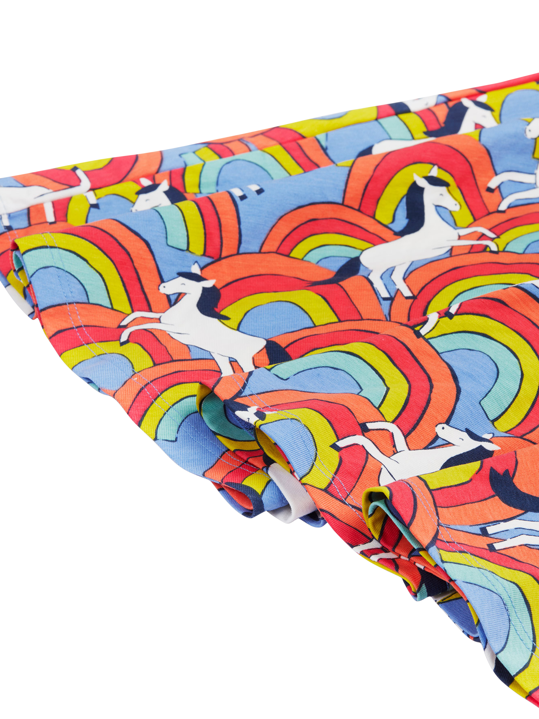Product image 6 of 6, which shows Frugi Kids' Spring Rainbow Skater Dress, Over The Rainbow, 2-3 years