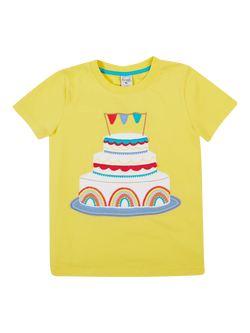 Frugi Kids' Celebration Cake Pure Organic Cotton T-Shirt, Welly Yellow/Multi, Welly Yellow/Multi