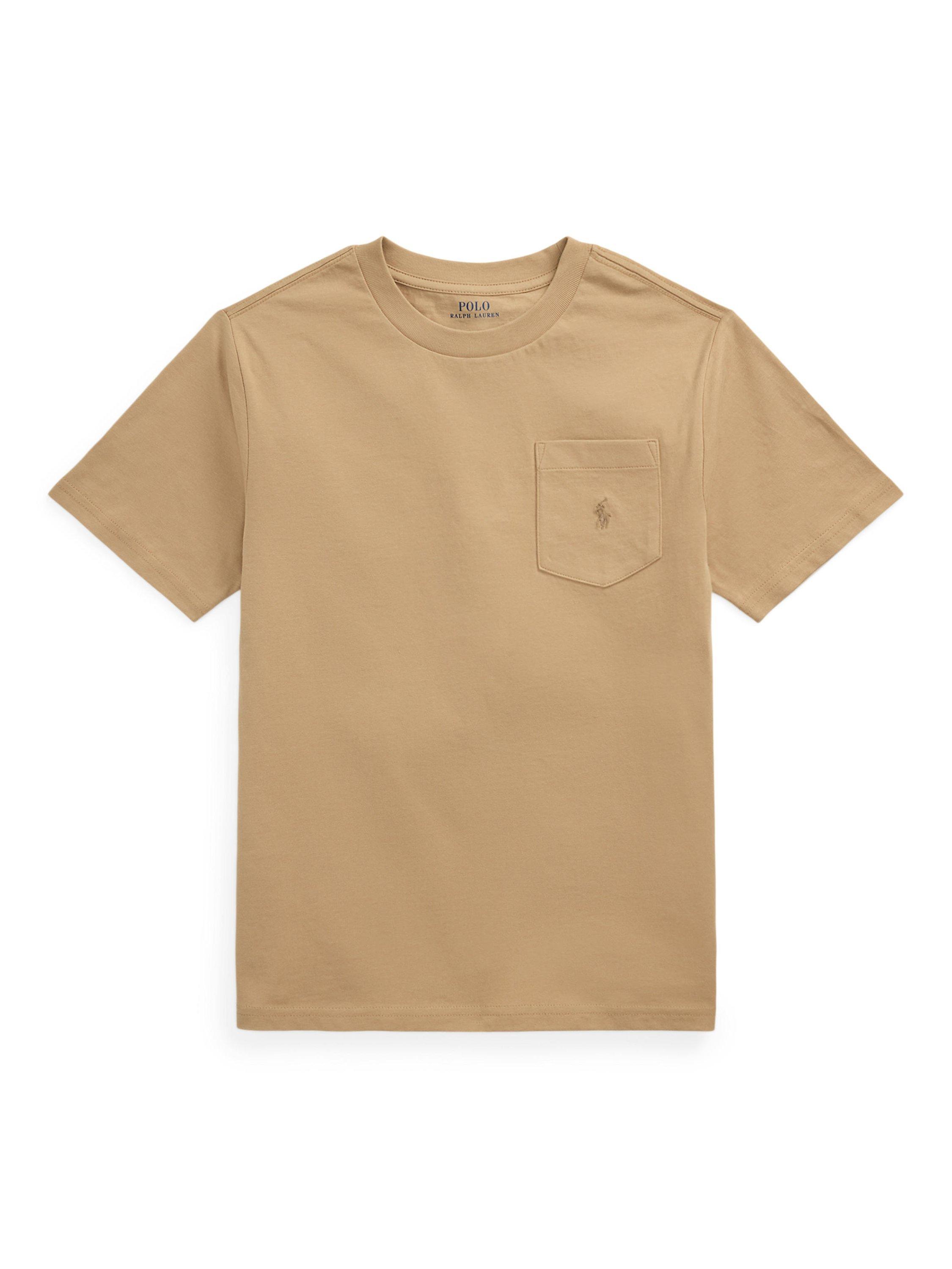 Product image 1 of 2, which shows Polo Ralph Lauren Kids' Cotton Short Sleeve Pocket T-Shirt, Vintage Khaki, 2 years