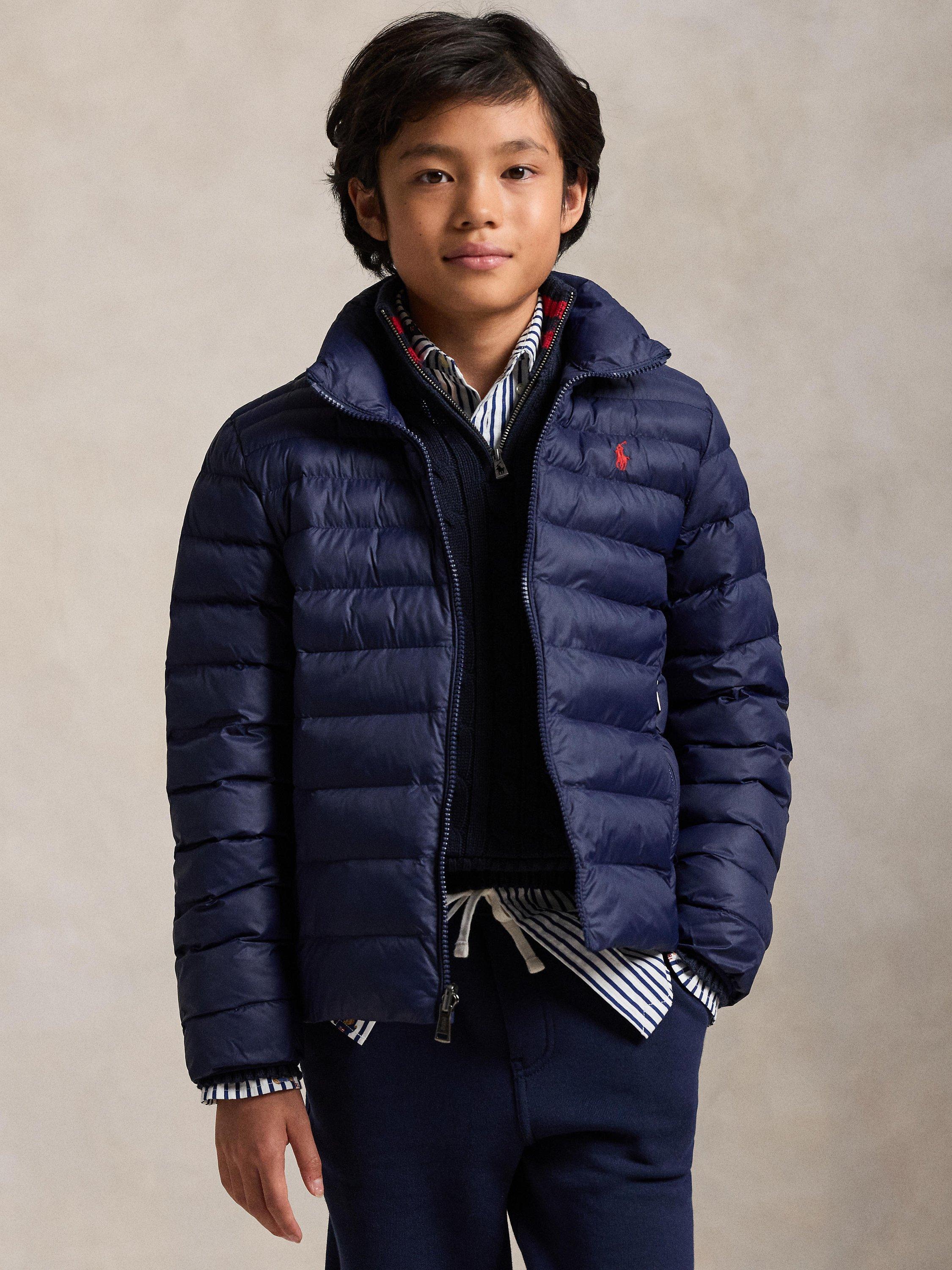 Product image 1 of 3, which shows Ralph Lauren Kids' Zip Front Puffer Jacket, Newport Navy, 2 years