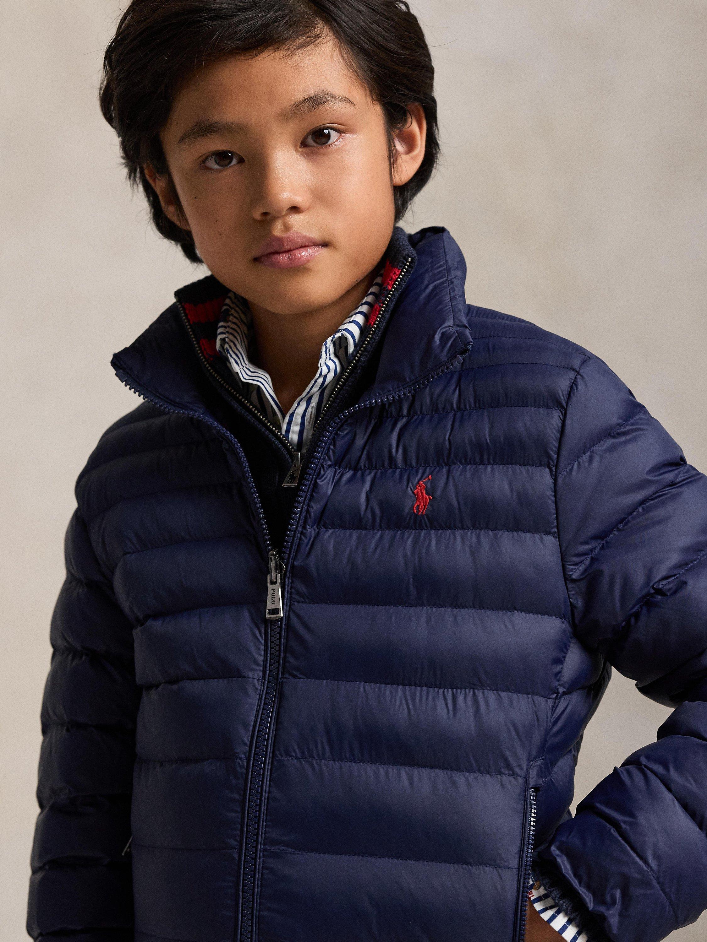 Product image 3 of 3, which shows Ralph Lauren Kids' Zip Front Puffer Jacket, Newport Navy, 2 years