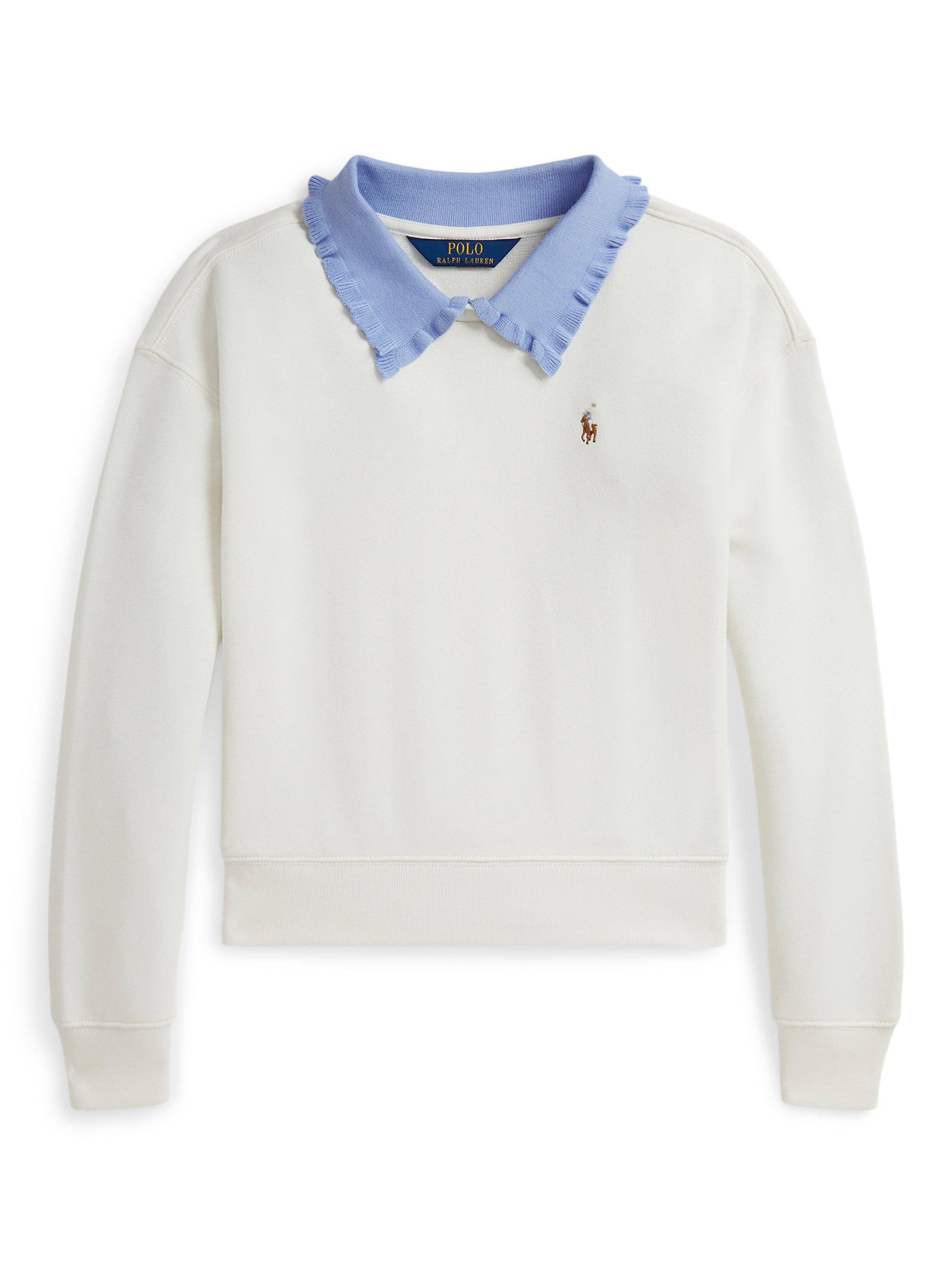 Product image 1 of 2, which shows Polo Ralph Lauren Kids' Contrast Collar Sweatshirt, Nevis, 2 years
