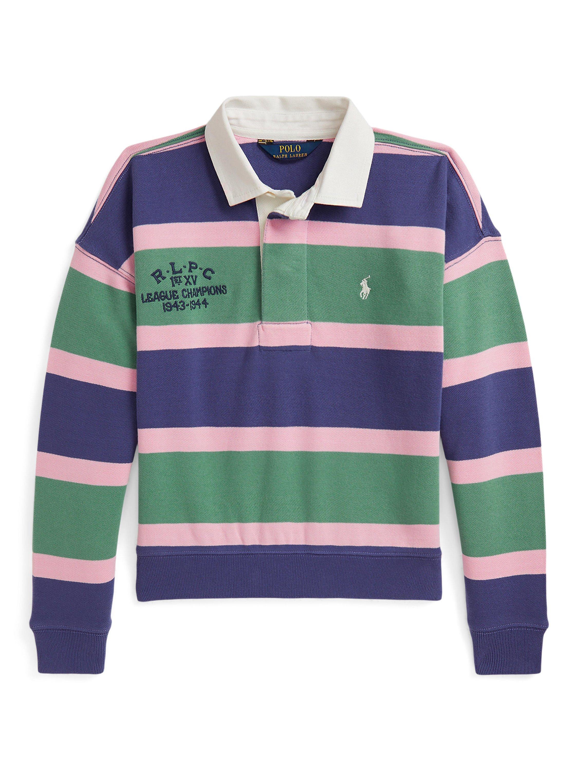 Product image 1 of 2, which shows Ralph Lauren Polo Ralph Lauren Knitted Polo Sweatshirt, Fairway Stripe, S