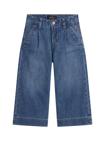 Polo Ralph Lauren Kids' Denim Wide Leg Jeans, Peajay Wash, Peajay Wash