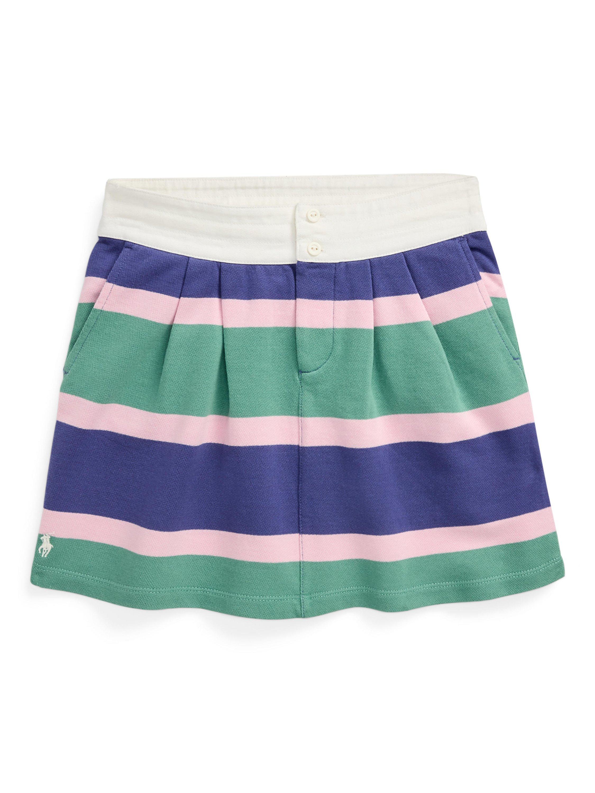Product image 1 of 2, which shows Polo Ralph Lauren Kids' Cotton Rugby Skirt, Fairway Stripe, S