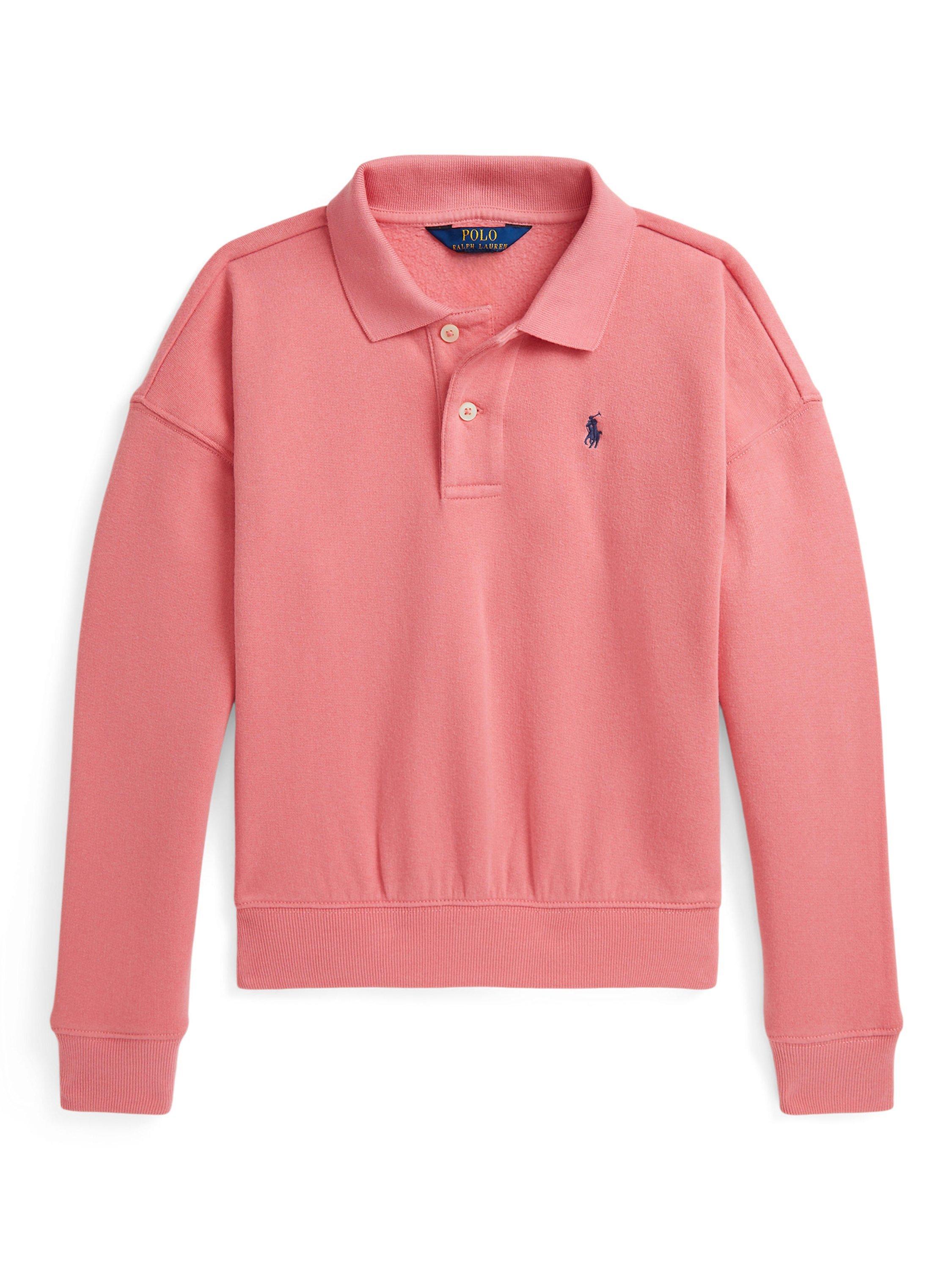 Product image 1 of 2, which shows Polo Ralph Lauren Kids' Cotton Long Sleeves Polo Jumper, Faded Peony, 2 years