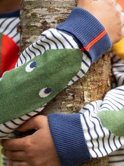 Frugi Kids' Elwood Stripe Snake Pure Organic Cotton Jumper, Navy Blue Stripe - view 2, Navy Blue Stripe