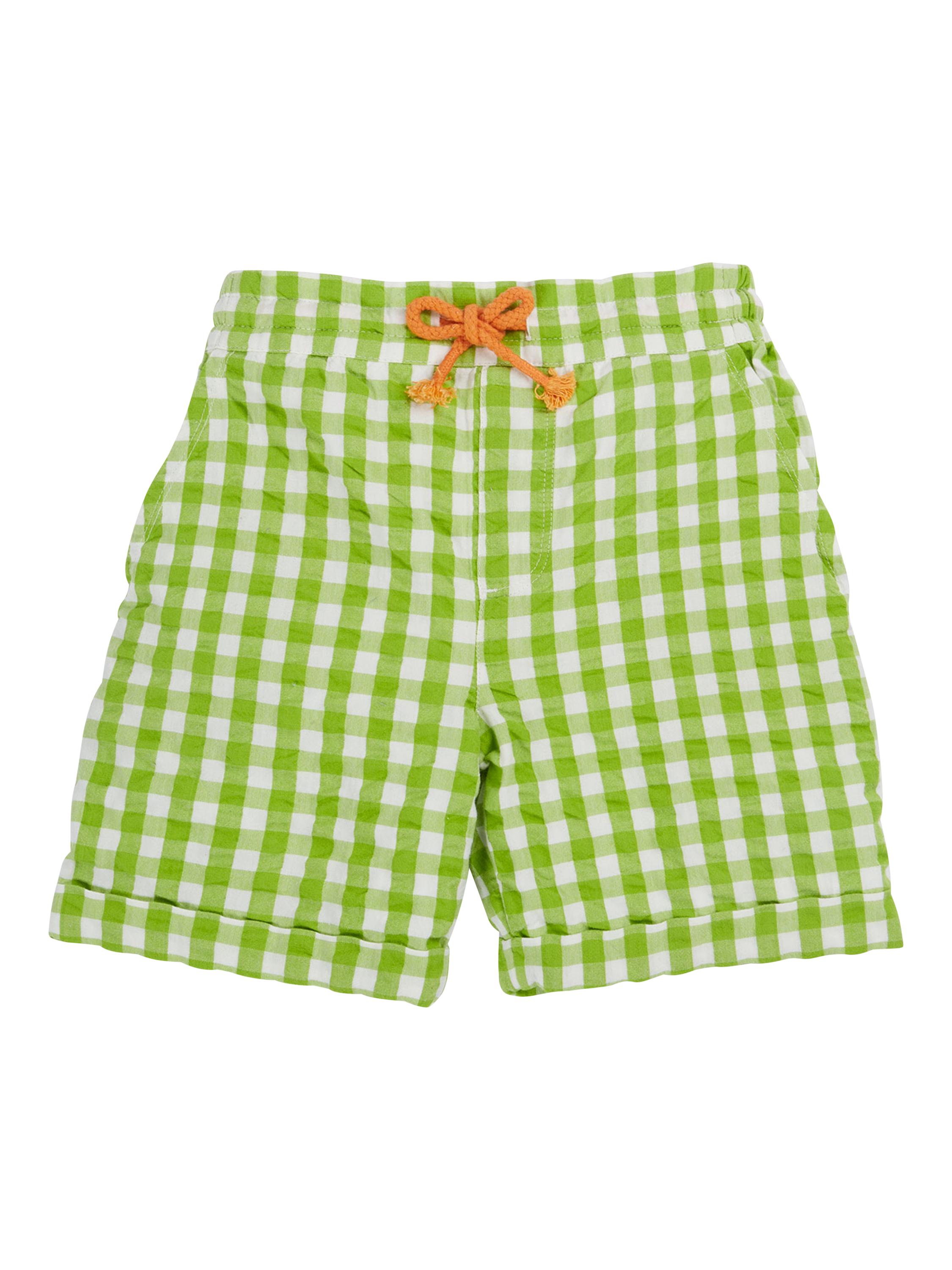 Product image 1 of 4, which shows Frugi Kids' Gile Organic Cotton Shorts, Macaw Gingham, 0-3 months