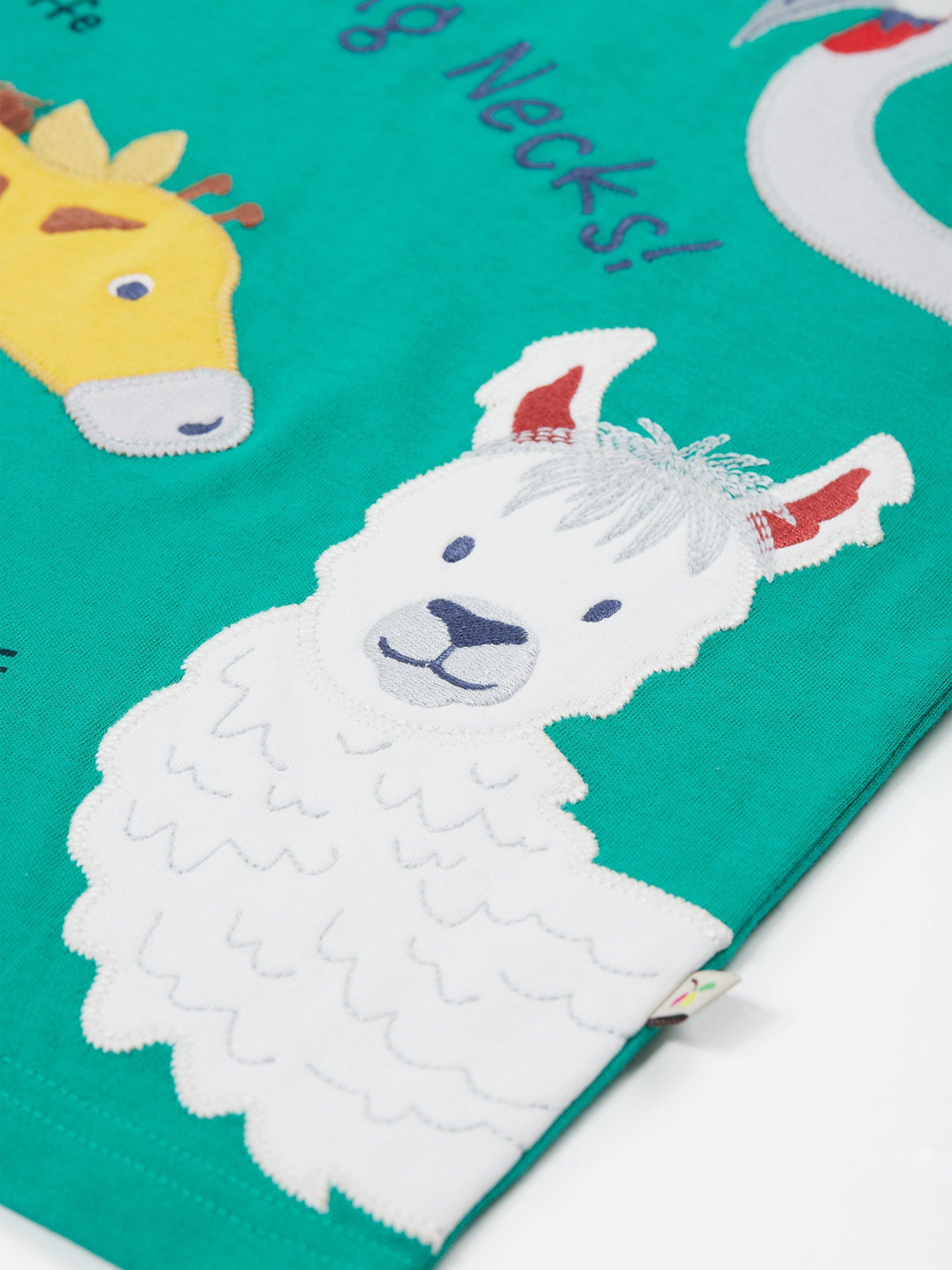 Product image 4 of 6, which shows Frugi Kids' Carsen Organic Cotton Animal Applique T-Shirt, Iguana/Multi, 2-3 years