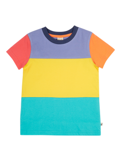 Frugi Kids' Treen Organic Cotton Colour Block T-Shirt, Multi, Multi