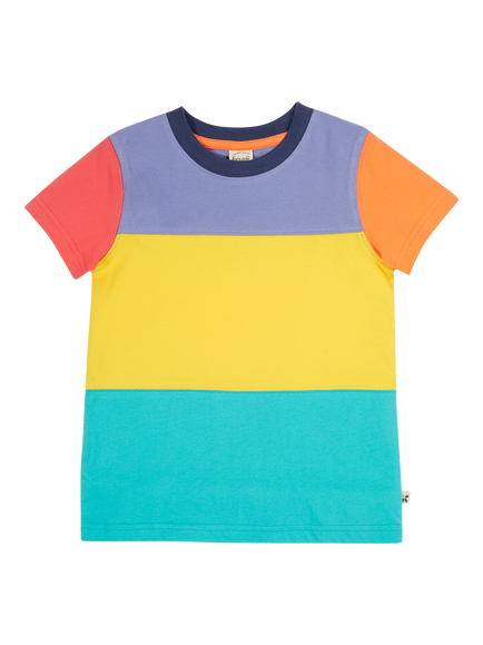 Frugi Kids' Treen Organic Cotton Colour Block T-Shirt, Multi, Multi