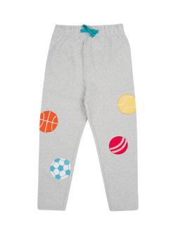Frugi Kids' Jack Organic Cotton Ball Applique Joggers, Grey Marl, Grey Marl