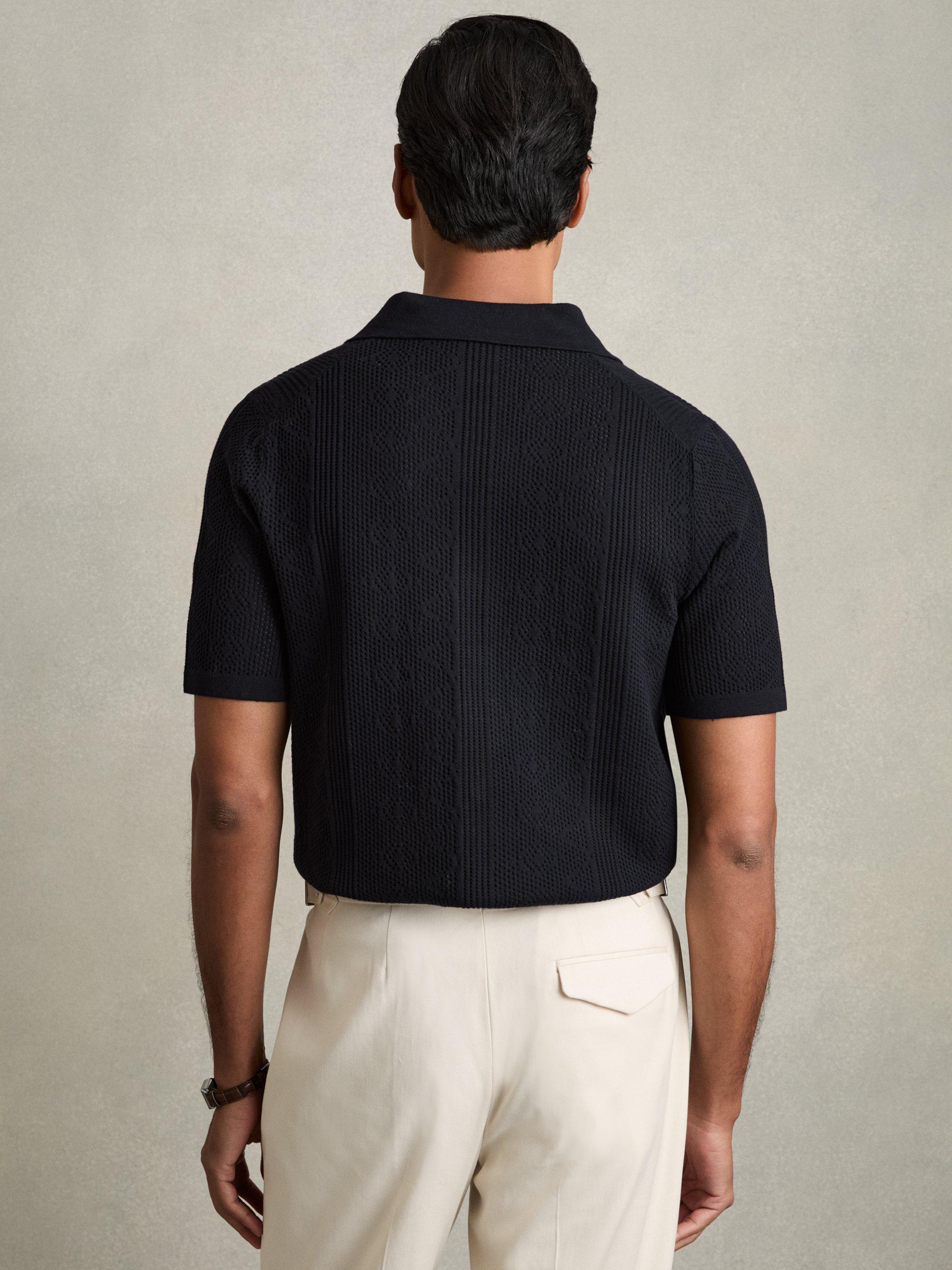 Product image 2 of 5, which shows Reiss Kipling Short Sleeve Shirt, Navy, S