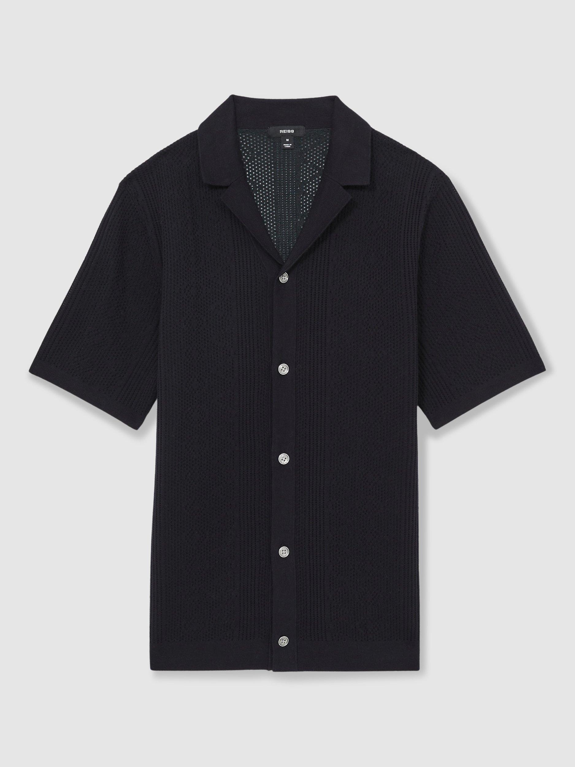 Product image 3 of 5, which shows Reiss Kipling Short Sleeve Shirt, Navy, S