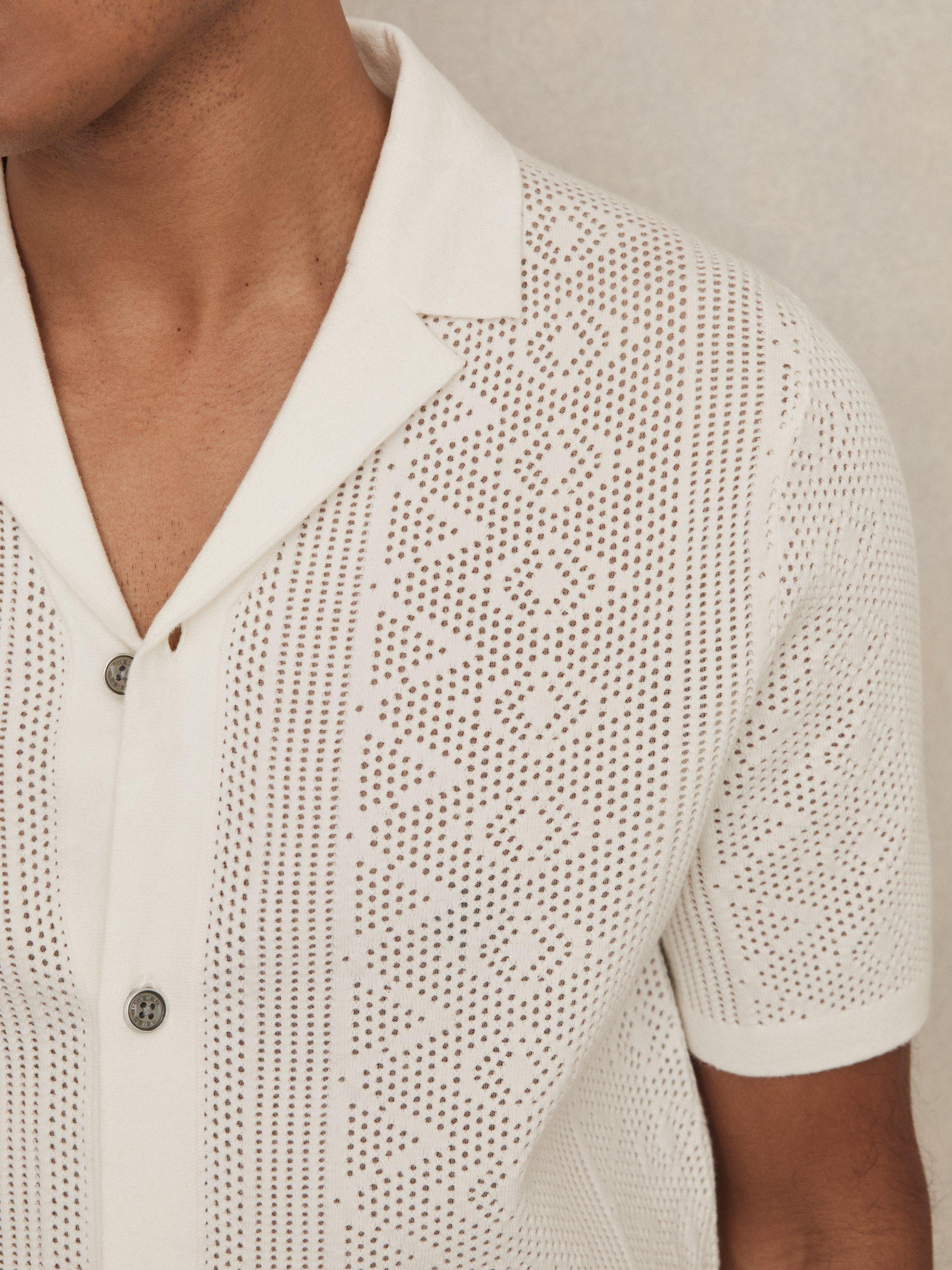 Product image 4 of 5, which shows Reiss Kipling Textured Knit Short Sleeve Shirt, White, XL