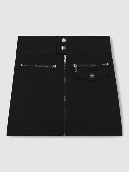 Reiss Kids' Poppie Zip A-Line Skirt, Black - view 2, Black