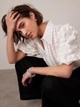 Mint Velvet Puff Sleeve Appliqué Shirt, White Ivory