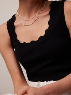 Mint Velvet Scallop Trim Vest Top - view 2, Black