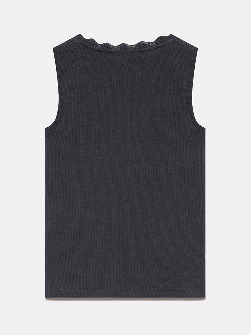 Product image 7 of 8, which shows Mint Velvet Scallop Trim Vest Top, Black, L
