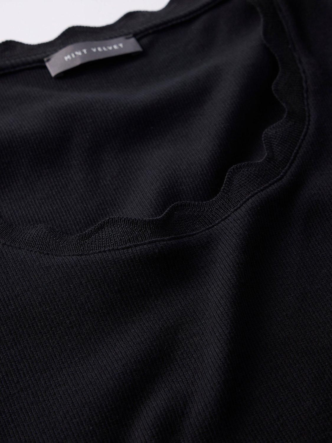 Product image 8 of 8, which shows Mint Velvet Scallop Trim Vest Top, Black, L