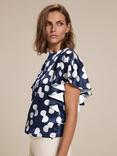 Mint Velvet Polka Dot Cropped Top, Navy/White