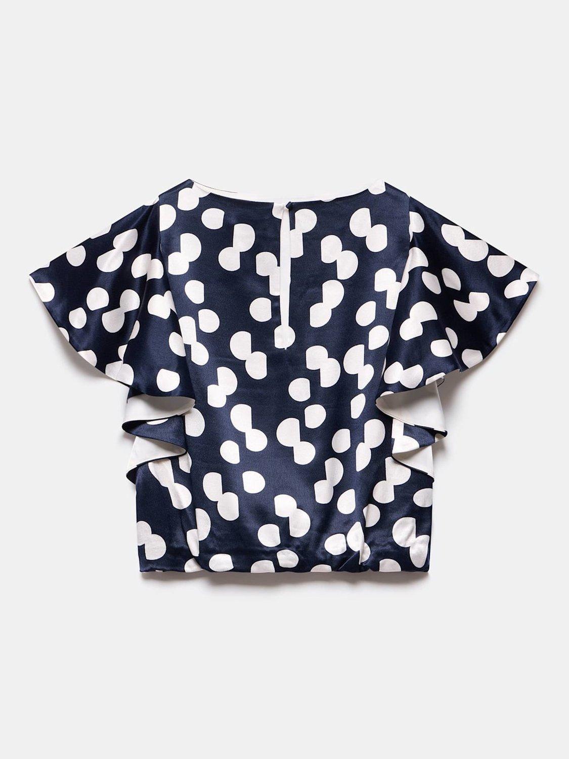 Product image 8 of 8, which shows Mint Velvet Polka Dot Cropped Top, Navy/White, XS