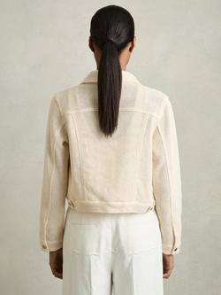 Reiss Renzo Cotton Embroidered Lightweight Jacket, Natural - view 2, Natural