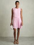 Reiss Elina Draped Mini Dress, Pale Pink