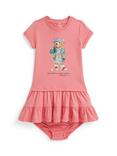Ralph Lauren Baby Cotton Short Sleeved Tennis Polo Bear Dress, Faded Peony