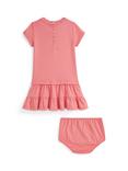 Ralph Lauren Baby Cotton Short Sleeved Tennis Polo Bear Dress, Faded Peony
