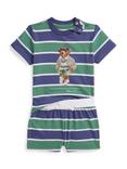 Polo Ralph Lauren Baby Cotton Striped Polo T-Shirt and Shorts Set, Blue Bear