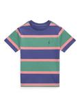 Ralph Lauren Kids' Cotton Striped Crew Neck T-Shirt, Fairway Green