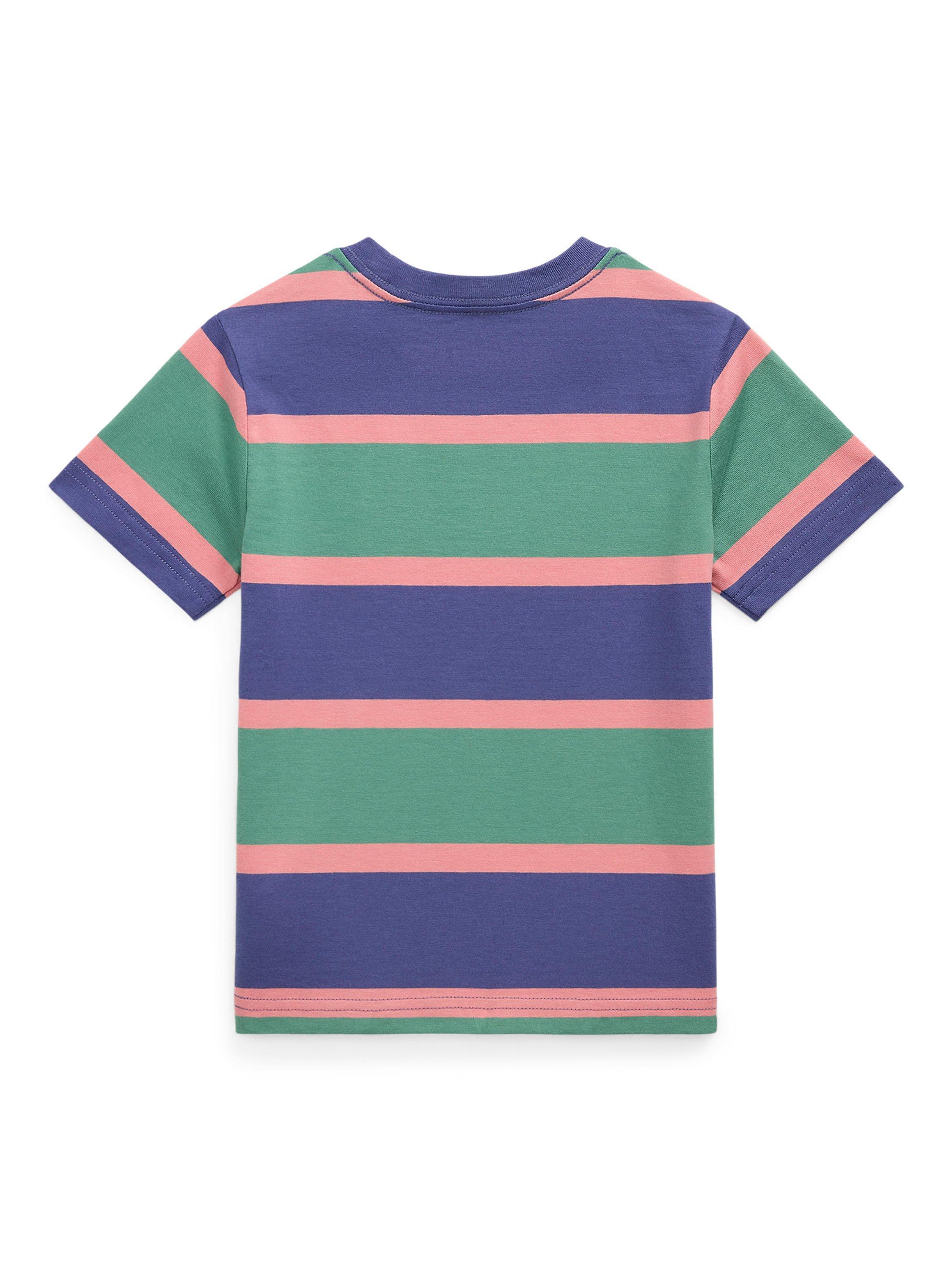 Product image 2 of 2, which shows Ralph Lauren Kids' Cotton Striped Crew Neck T-Shirt, Fairway Green, 2 years