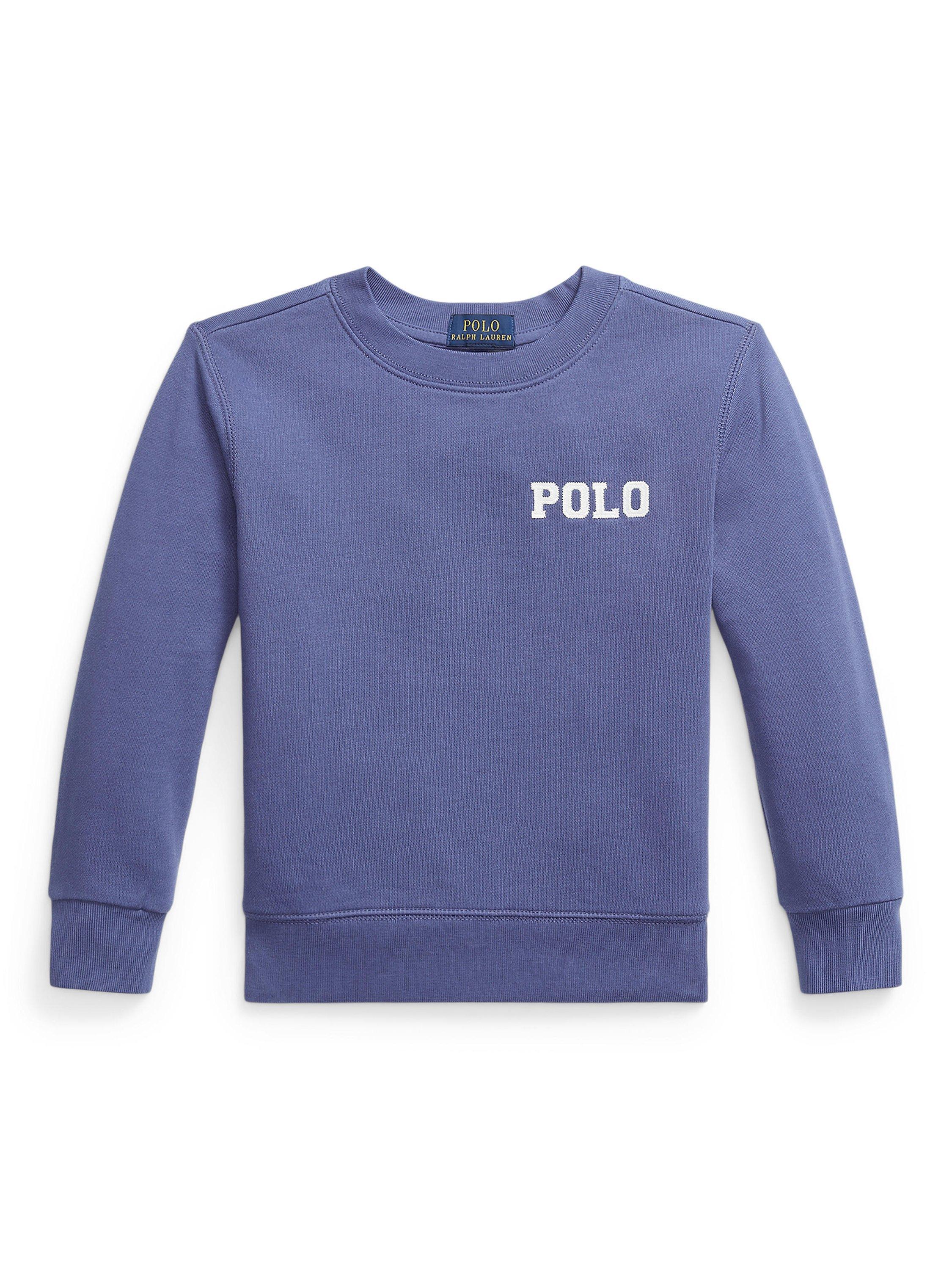 Product image 1 of 2, which shows Ralph Lauren Kids' Cotton Blend Logo Sweatshirt, Classic Blue, 2 years